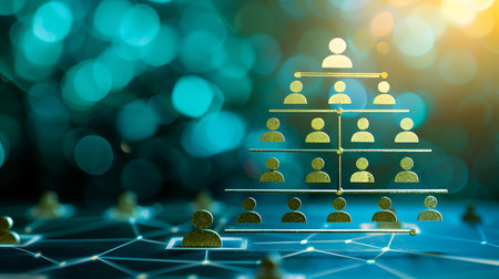 Social network structure on the virtual screen with bokeh background.の素材