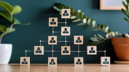 Social network icon on wooden cubes with green wall background. 3D renderingの素材