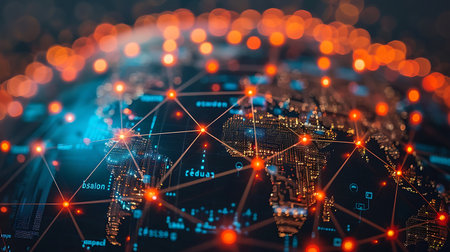Global network connection and internet of things (IoT) concept.の素材