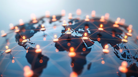 Global network connection and social media. 3d rendering - illustration.の素材