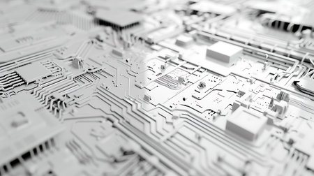 Circuit board close-up. Electronic computer hardware technology. Motherboard digital chip. Tech science backgroundの素材
