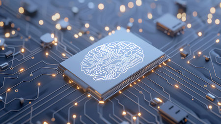 Close-up view of a modern GPU card circuit 3D renderingの素材