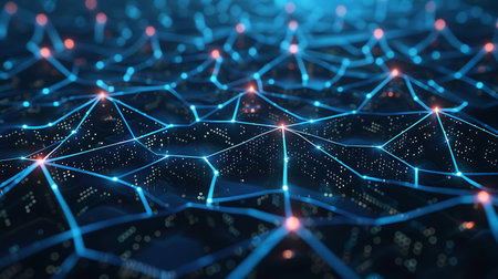 3D rendering of abstract digital technology background. Network connection structure.の素材