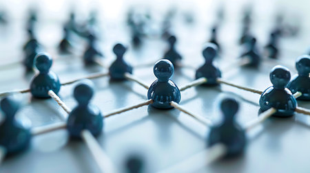 Social network concept. Network of people. 3D illustration. Selective focus.の素材