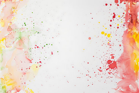 Abstract watercolor background. Colorful watercolor stains on white paperの素材