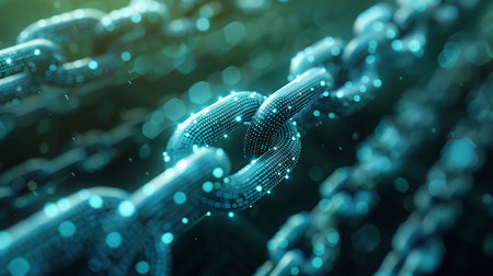 3d render of chain links. Technology concept. Network connection.の素材