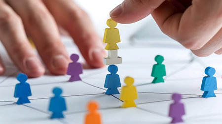 Human resource management and recruitment concept. Businessman choose the right candidate for the job.の素材