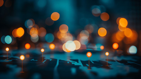 Abstract circular bokeh background of city lights. Soft focus.の素材