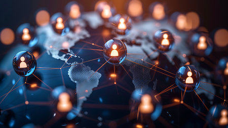 Networking and social connection concept. 3d rendering toned imageの素材