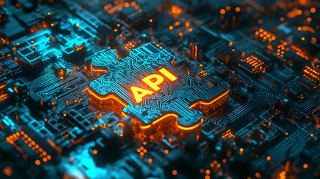 Abstract 3D rendering of circuit board futuristic background. High technology concept.の素材