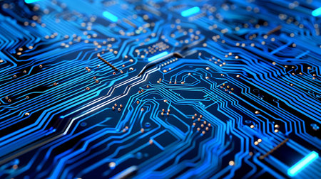 Circuit board close up. Technology background. 3d rendering.の素材