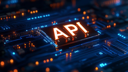 Circuit board close up. Technology and engineering concept. 3D Renderingの素材