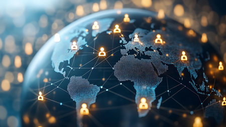 Global network connection and internet of things concept. 3D Renderingの素材