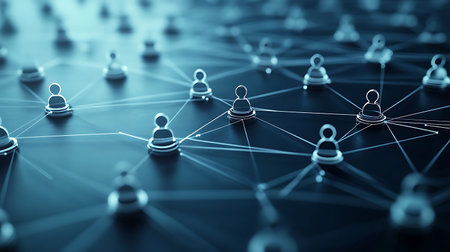 Networking concept with social connection lines. 3d rendering toned imageの素材