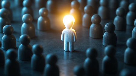 Silhouette of a person in front of a crowd of people. 3d renderingの素材