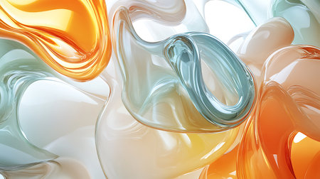 3d render, abstract background, orange and blue colors, flowing liquidの素材