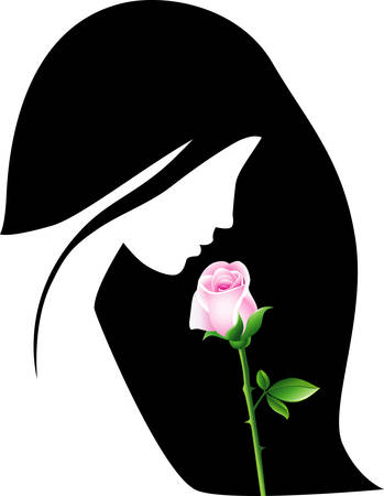 Girl with roseのイラスト素材