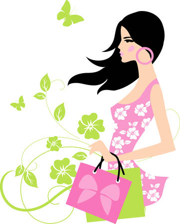 Shopping girlのイラスト素材