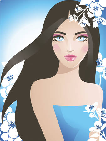 Girl with flowersのイラスト素材