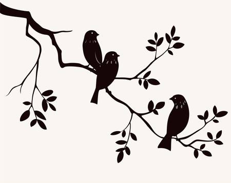 Birds on twig のイラスト素材