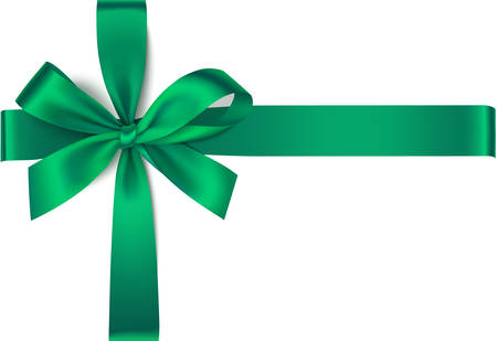 Decorative green bow for present design. Christmas decoration. Vector illustrationのイラスト素材