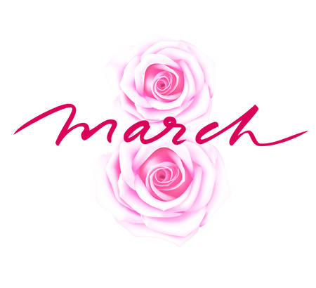 Happy Women's Day 8 march. Abstract floral eight with letteringのイラスト素材