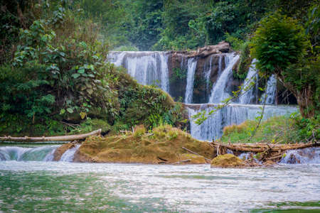A small waterfall in the Northwest region of Vietnamの写真素材