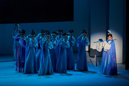 Guangzhou, China - May 12, 2015: Opera show of Liu Yong on the stage