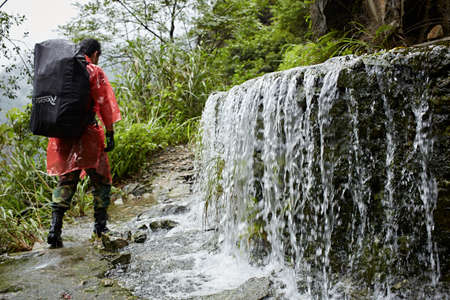 Hikers at the mountain area of Guangdong, Chinaのeditorial素材