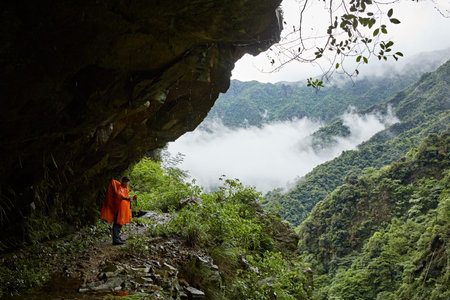 Hikers at the mountain area of Guangdong, China