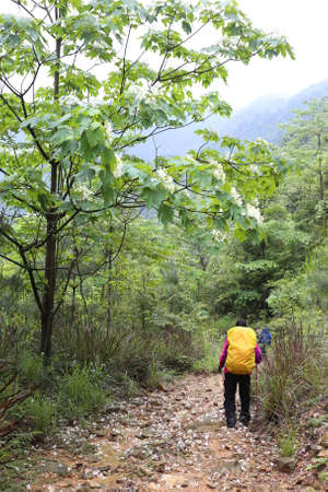 Hikers at the mountain of Guangdong, Chinaのeditorial素材