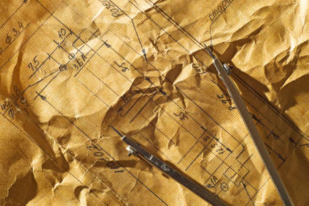 Rough drawing paper and drawing toolの写真素材