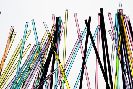 Glass straws with colored liquid