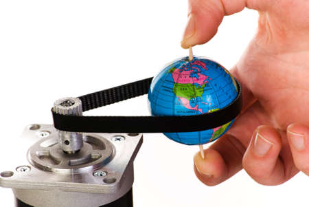 Globe powered by an electric motorの写真素材