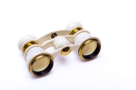 Old fashioned opera glasses on whiteの写真素材
