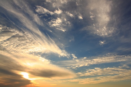 Kind of  cloudy sky with  coming sun.の写真素材