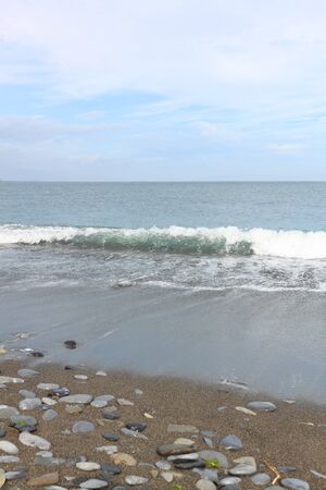 Summer sea landscape with  clouds against blue skyの写真素材
