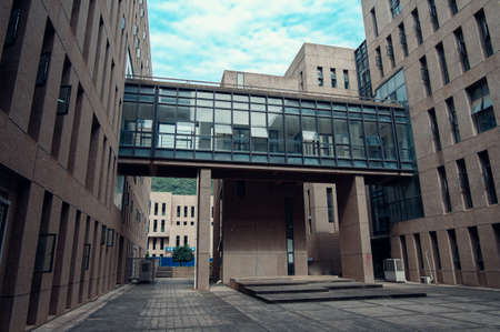 Modern bridge connecting two buildingsのeditorial素材