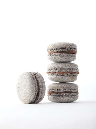 Stack of macaroons isolated on white backgroundの写真素材