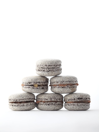 Stack of macaroons isolated on white backgroundの写真素材