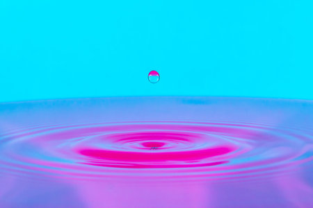 Water drop splash blue and pink