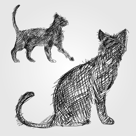 Vector outline sketch if a cat standingのイラスト素材