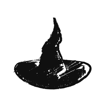 Black And White Halloween Witch's Hat With Sketchy Style