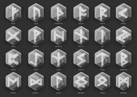 Set of stone runes. Vector illustrationのイラスト素材