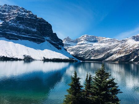 Bow Lake in Banff, Canadaの写真素材