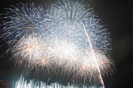 Colorful firework display for celebration happy new year and merry christmasの写真素材