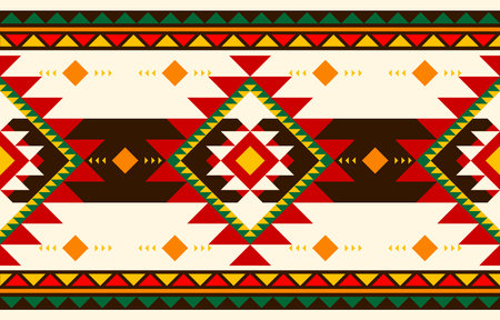 Native indigenous carpet patterns seamless concept. Design for mat, door mat, matt, ethnic, tapestry, geometric style, fabric, carpet, vector, illustration, pattern styleのイラスト素材