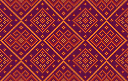 Geometric ethnic seamless pattern. 
Art vector graphic design pattern by motif boho retro textile ikat  retro geometric indian fabric colorful ornament african aztec  cross-stitch cross carpet.のイラスト素材