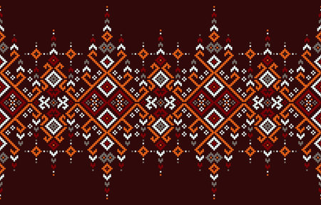 fabric pattern geometric design inspired by traditional ethnic textiles. Design is simple, with a basic motif of shapes. Pattern is fabric applications, such as clothing, home decor, and accessories.のイラスト素材