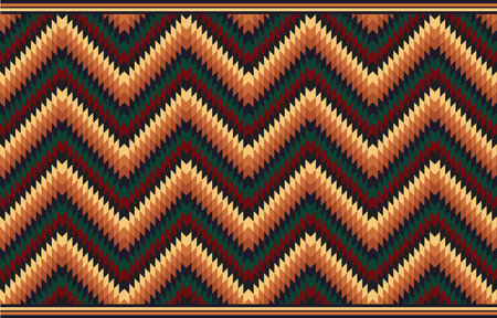 With bold zigzags and earthy tones, this pattern is inspired by traditional Native American embroidery. The design highlights the beauty of simple, yet meaningful, cultural motifs.のイラスト素材
